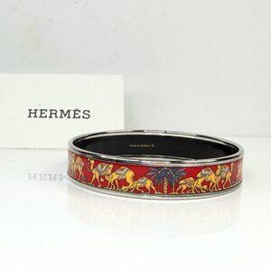 Vintage Hermes Camel Caravan Enamel Bangle Red Multicolor Austria GS769